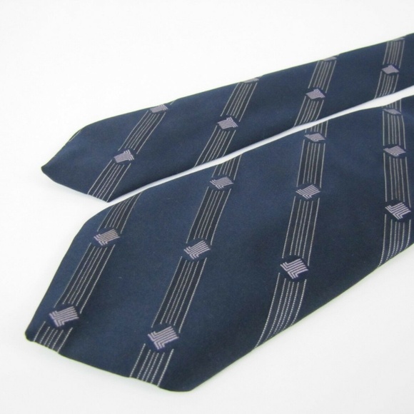 Vintage LANVIN Paris Tie LL Monogram Navy Blue - Picture 6 of 8
